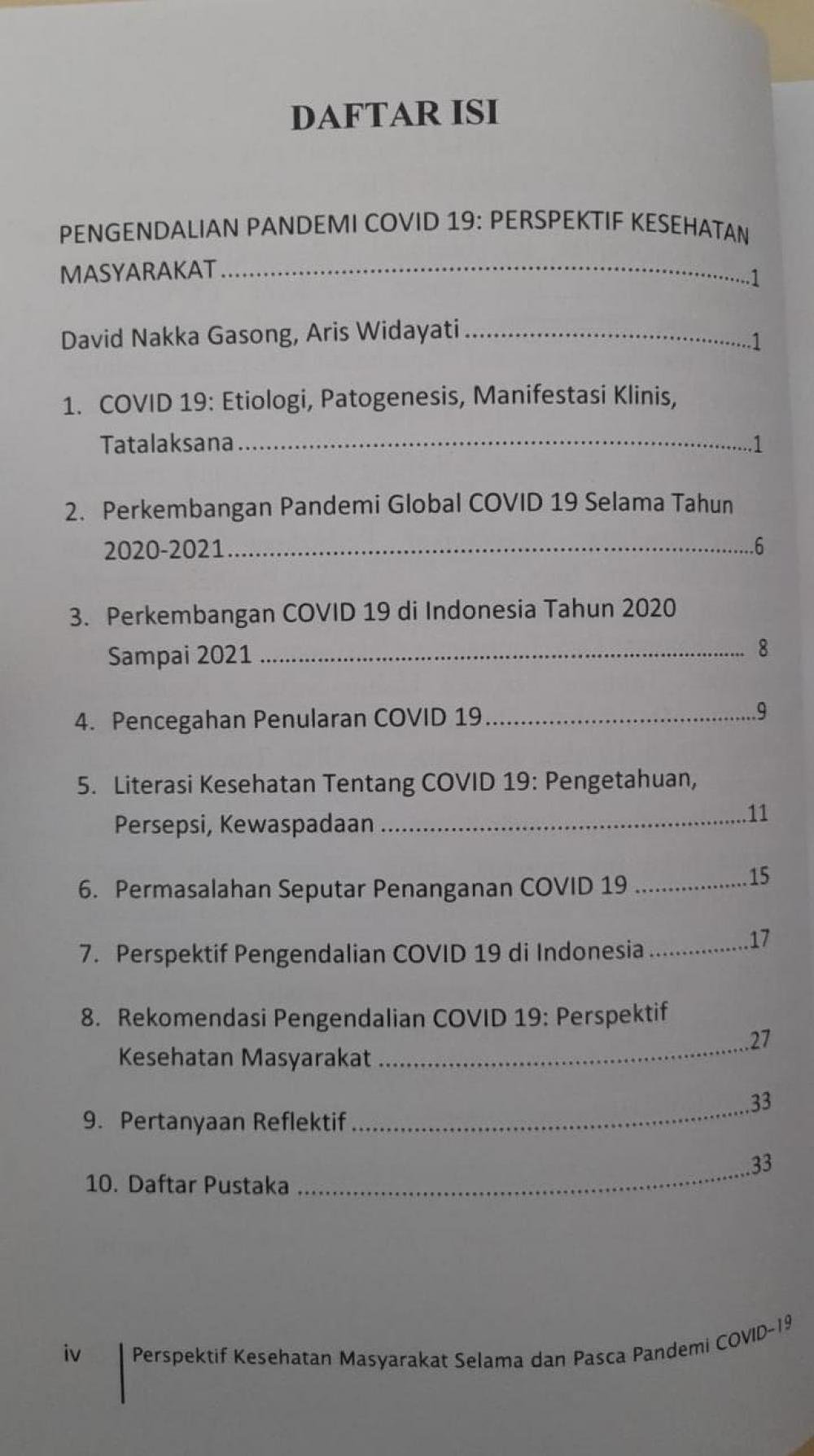 Perspektif Kesehatan Masyarakat Selama dan Pasca Pandemi Covid-19 daftar isi