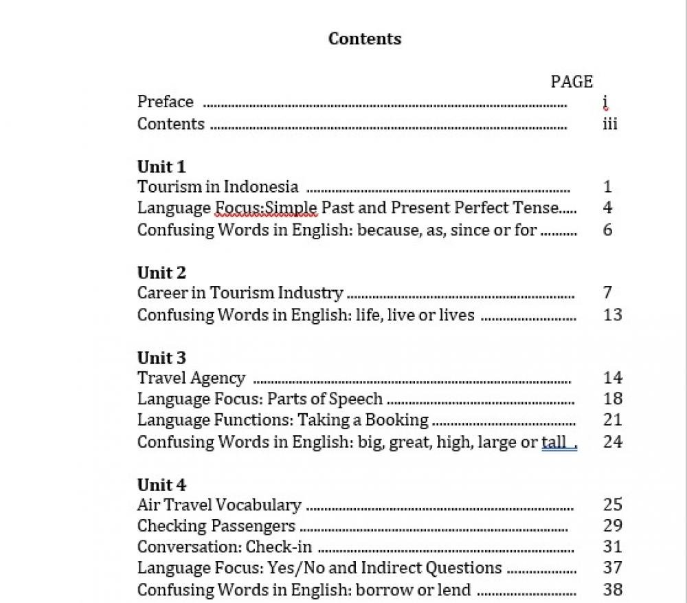 English for Tourism and Tour Guide daftar isi