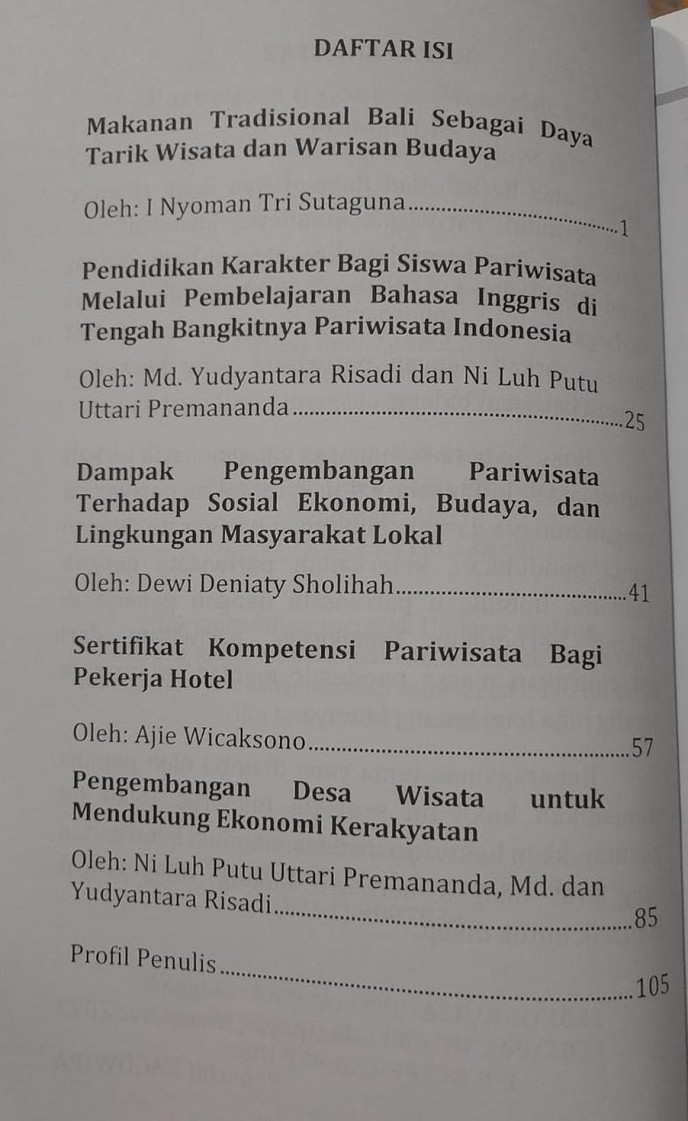 Pariwisata Indonesia: Menerbit dan Mengorbit daftar isi
