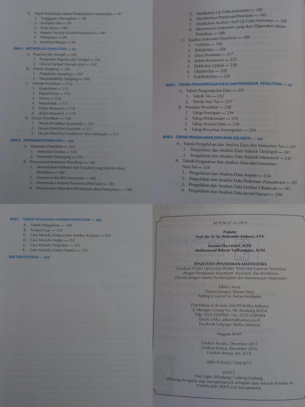 PENELITIAN PENDIDIKAN MATEMATIKA daftar isi