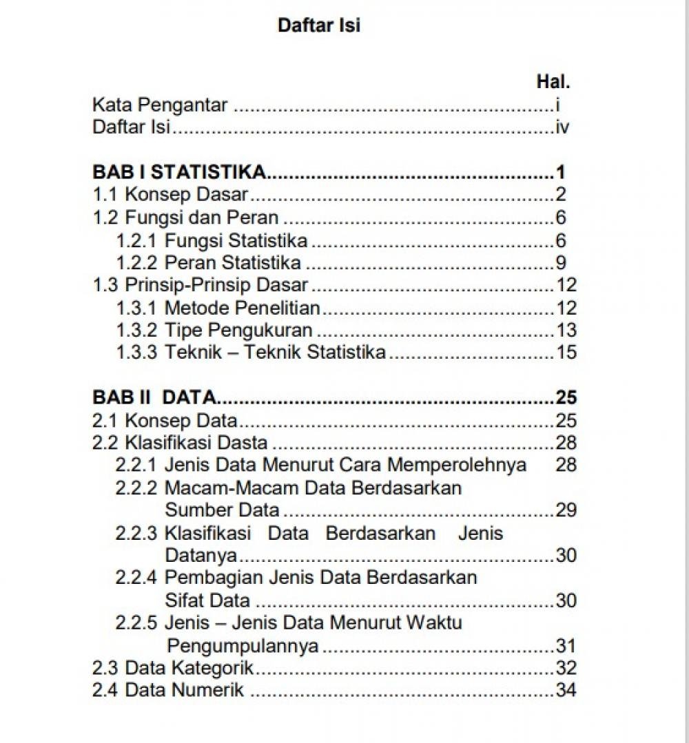 Statistika untuk Mahasiswa dan Dosen Non Statistik daftar isi