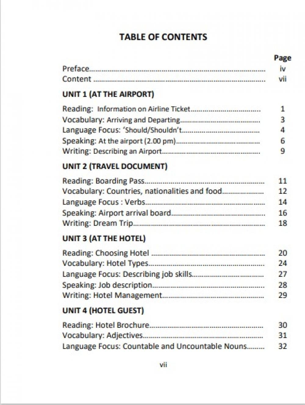 HOSPITALITY AND TOURISM ENGLISH daftar isi