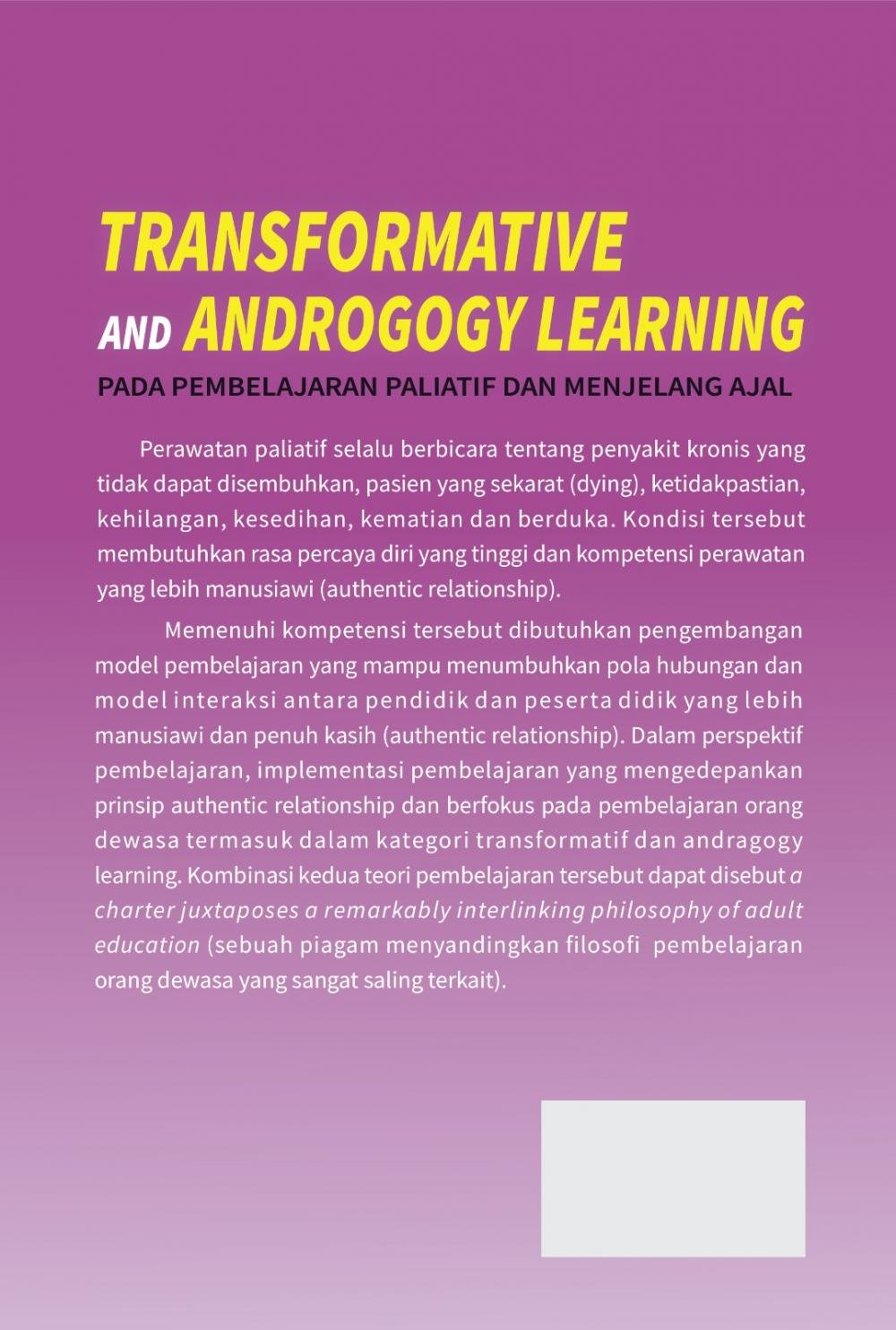 MONOGRAPH: Transformative dan Andragogy Learning pada Pembelajaran Paliatif dan Menjelang Ajal cover belakang